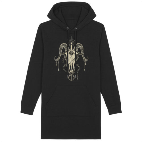 Robe sweat à capuche Baphomet couleur crème