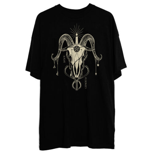 Robe T-shirt Baphomet Crème sur Noir